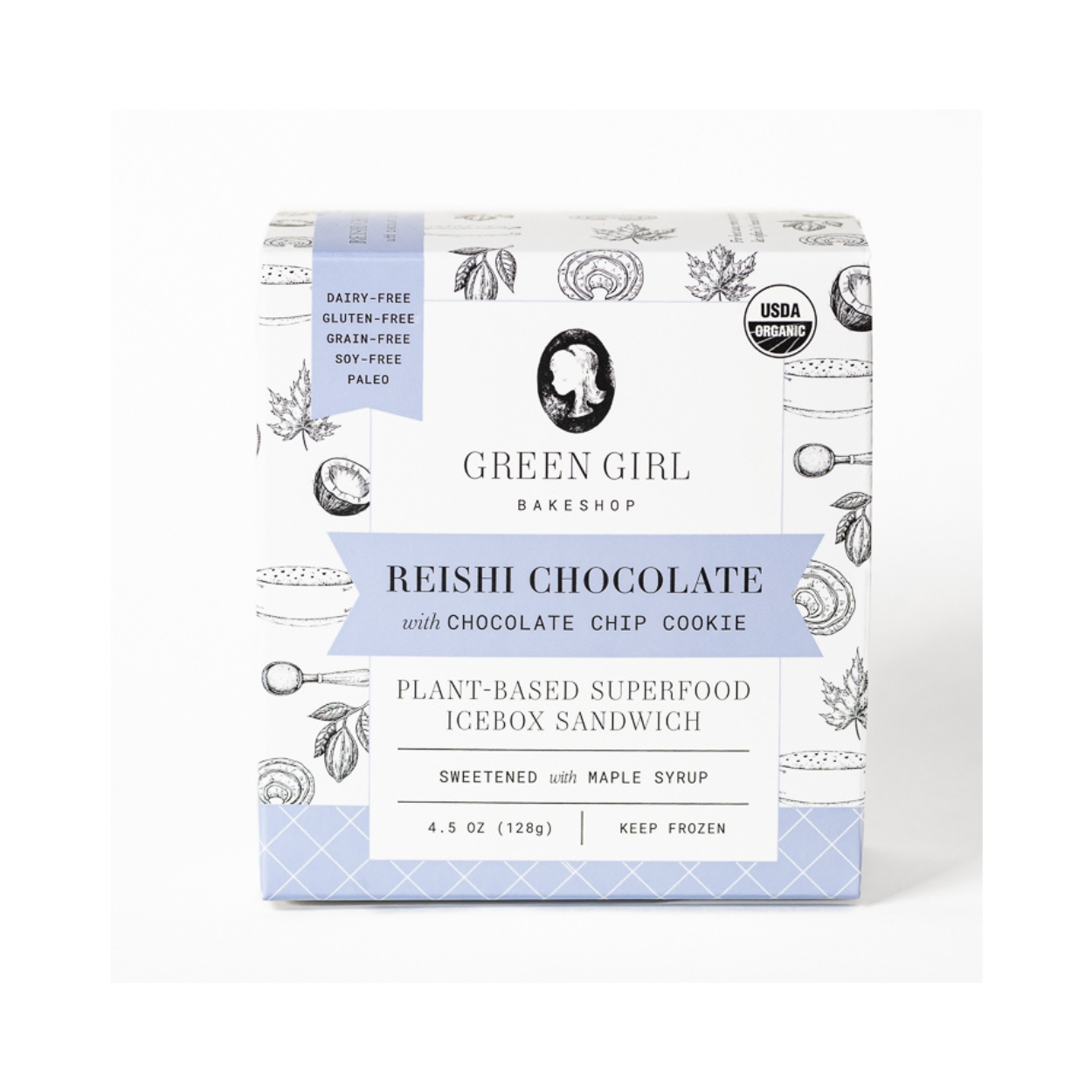 Green Girl Bakeshop Icebox Sandwich, Plant-Based, Reishi Chocolate, Frozen, Organic